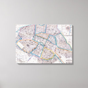Antike Karte von Paris Leinwanddruck