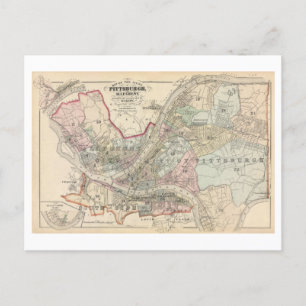Antike Karte von Pittsburgh und Allegheny von 1872