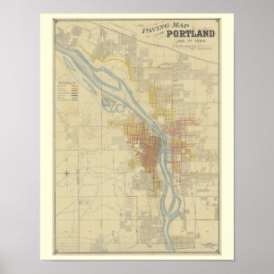 Antike Karte von Portland, Oregon Poster
