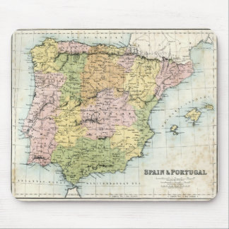 Antike Karte von Spanien und Portugal Mousepad