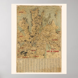 Antike Karte von Sydney Australien Poster