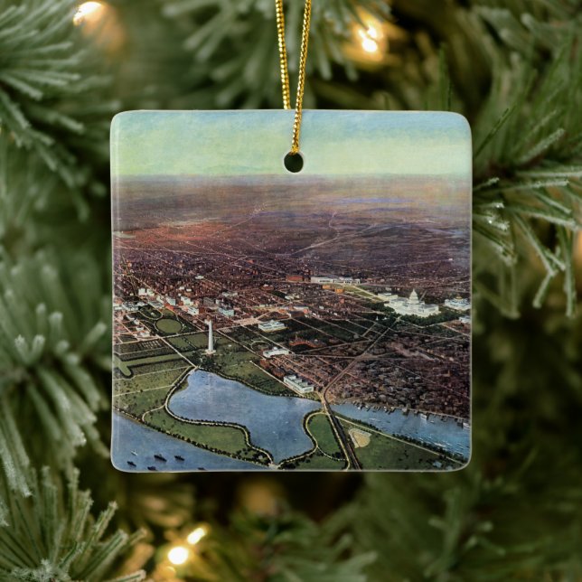 Antike Karte Washington DC und der Potomac River Keramikornament (Baum)