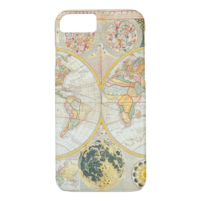 Antike Karten der WorldDouble Hemisphäre-Welt Case-Mate iPhone Hülle (Rückseite)