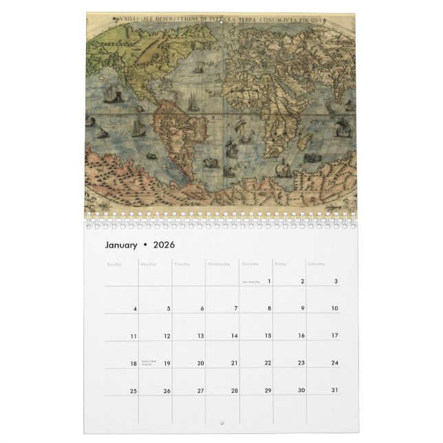 Antike Karten des Weltkalenders Kalender (Jan 2026)