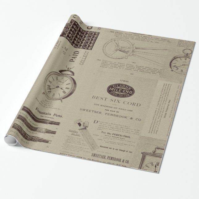 Antike Katalog-Seiten Geschenkpapier (Ungerollt)
