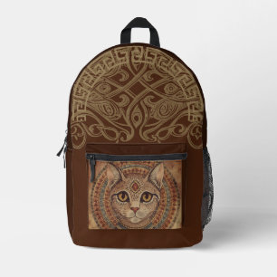 Antike Katze im Stil des alten Griechenlands, Brau Bedruckter Rucksack
