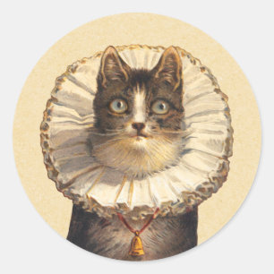 Antike Katze mit bauschiger Halskrause Runder Aufkleber