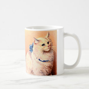 Antike Katze mit blauem Band Kaffeetasse