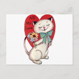 Antike-Katze-ValentinsgrafikFee. Feiertagspostkarte
