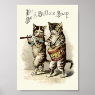 Antike Katzen aus der viktorianischen Ära mit Trom Poster