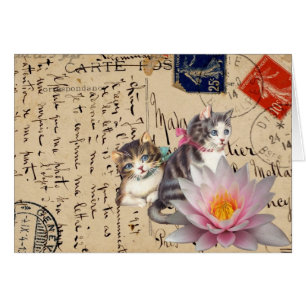 Antike Katzen und Blumen