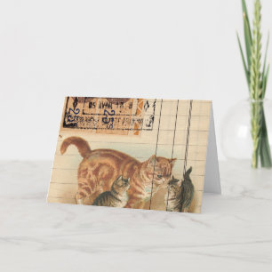 Antike Katzen und Ephemera Karte