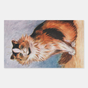 Antike Katzenausstellung Calico-Illustration von L Rechteckiger Aufkleber