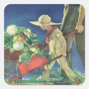 Antike Kinder, Biologischer Gartenbau; Victory Gar Quadratischer Aufkleber