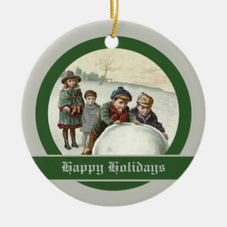 Antike Kinder, die im Winter spielen Keramikornament