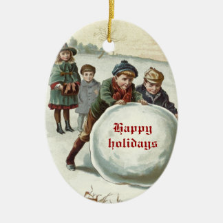 Antike Kinder spielen im Winter Keramik Ornament