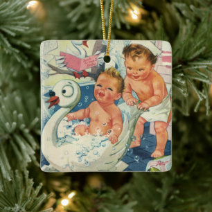 Antike Kinder spielen mit Seifenblasen in einer Sc Keramikornament