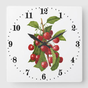Antike Kirschen Wanddekoration Küche Quadratische Wanduhr
