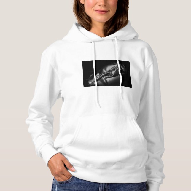 Antike Klarinette Stillleben, B&W Hoodie (Vorderseite)