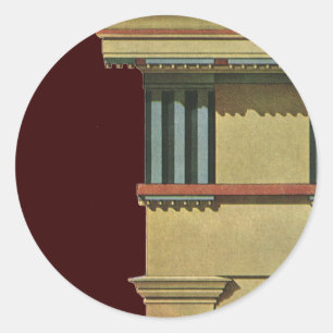 Antike klassische Architektur, Tempel-Gebälk Runder Aufkleber