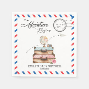 Antike Koffer Baby Shower Mädchen Abenteuer Post Serviette