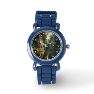 Antike Köpfe - Blende mit schwarzen Zahlen beobach Armbanduhr