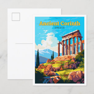 Antike Korinth Griechenland Reisen Vintage Illustr Postkarte