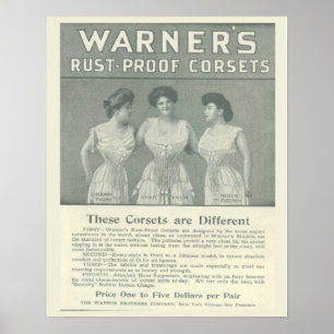 Antike Korsettwerbung, Warners Rostfrei Poster