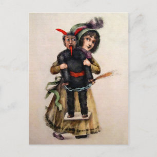 Antike Krampus-Puppe Postkarte