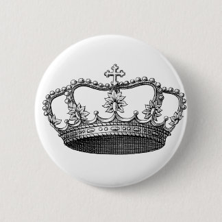 Antike Krone Schwarz und Weiß Button
