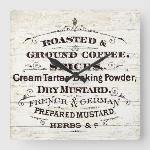 Antike Küche Quadratische Wanduhr