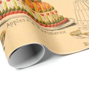 Antike Küchendessert-Illustrationsgrafik Geschenkpapier