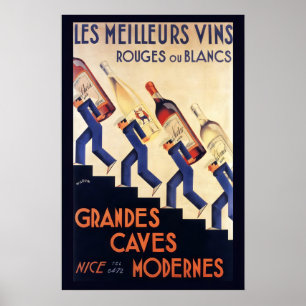 Antike Küchenkunst für Getränke Wein Champagner Es Poster