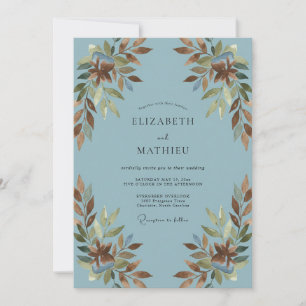 Antike Kupfer-Schiefer-Blatt-Hochzeit Einladung