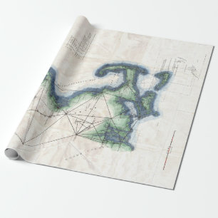 Antike Küstenkarte von New England Cape Cod Geschenkpapier