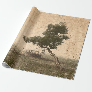 Antike Landhaus Baum Rustikal Beige Antik Bauernho Geschenkpapier
