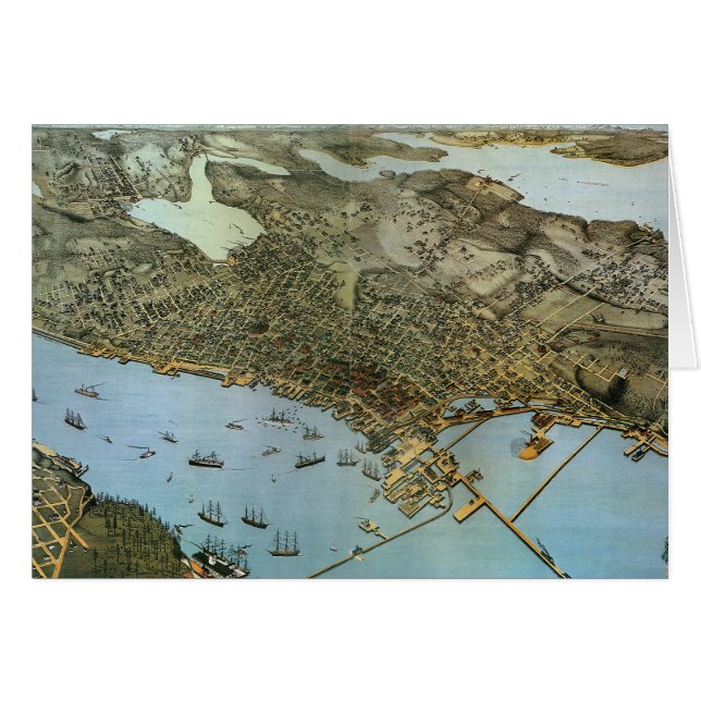Antike Landkarte Stadt Seattle Washington (Vorderseite (Horizontal))
