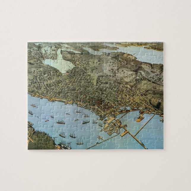 Antike Landkarte Stadt Seattle Washington (Horizontal)
