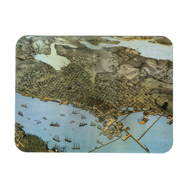 Antike Landkarte Stadt Seattle Washington Magnet (Horizontal)