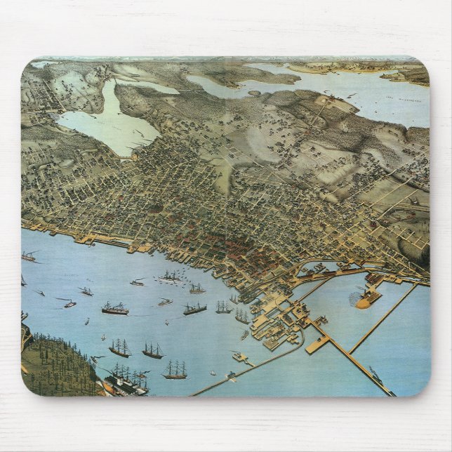 Antike Landkarte Stadt Seattle Washington Mousepad (Vorne)
