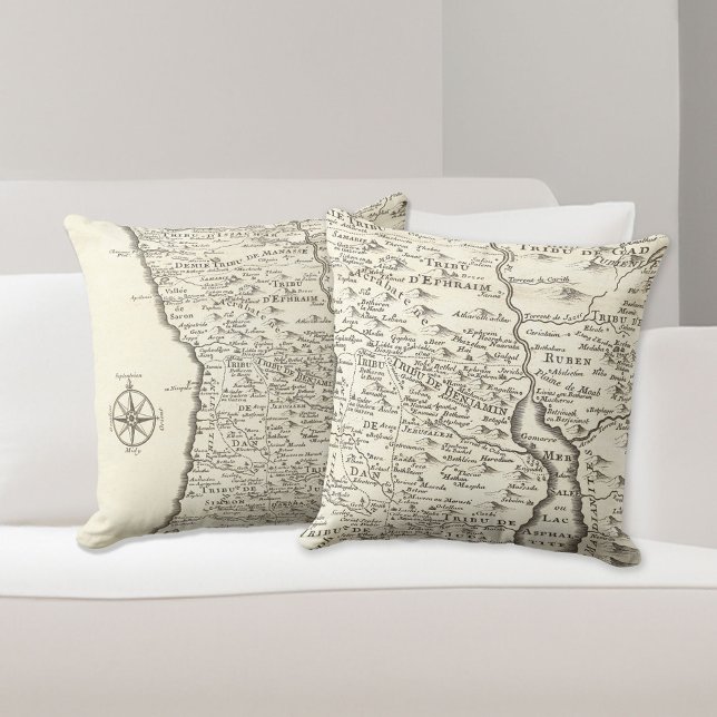 Antike Landkarte Stämme von Israel Einzigartig Vin Kissen (The design is different on front and back to highlight different areas of the antique map.)