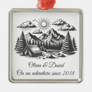 Antike Landschaftszeichnung für Hochzeit Ornament Aus Metall
