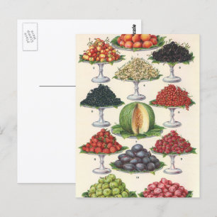 Antike Lebensmittel Sortierte Früchte auf Tabletts Postkarte