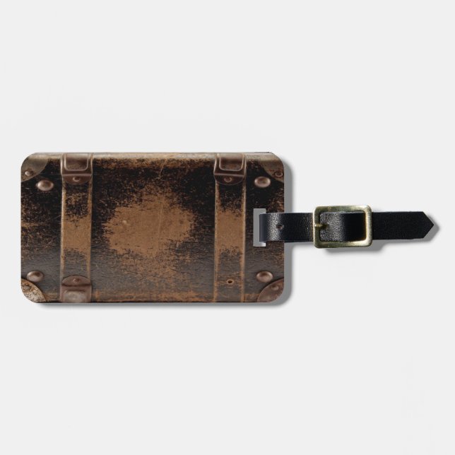Antike Ledertasche Gepäckanhänger (Vorderseite horizontal)