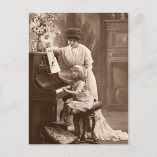 Antike Lehrkarte Kind Klaviermusik Postkarte