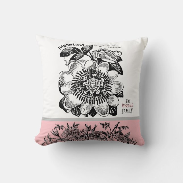 Antike Leidenschaft Blume - Ihre Textauswahl Rosa Kissen (Vorderseite)