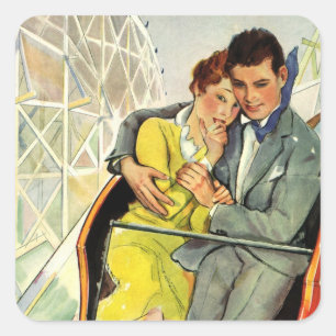 Antike Liebe und Romantik, Achterbahnfahrt Quadratischer Aufkleber