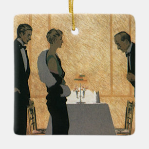 Antike Liebe und Romantik, Elegantes Dinner für Pa Keramikornament