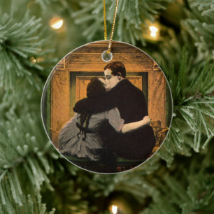 Antike Liebe und Romantik, Romantischer Kamin Kuss Keramikornament