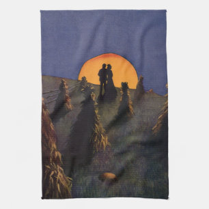 Antike Liebe und Romanze, Ernte Mond Kuss Geschirrtuch